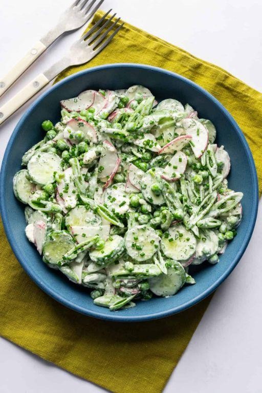 Pea and Cucumber Salad with Dill Yogurt Dressing