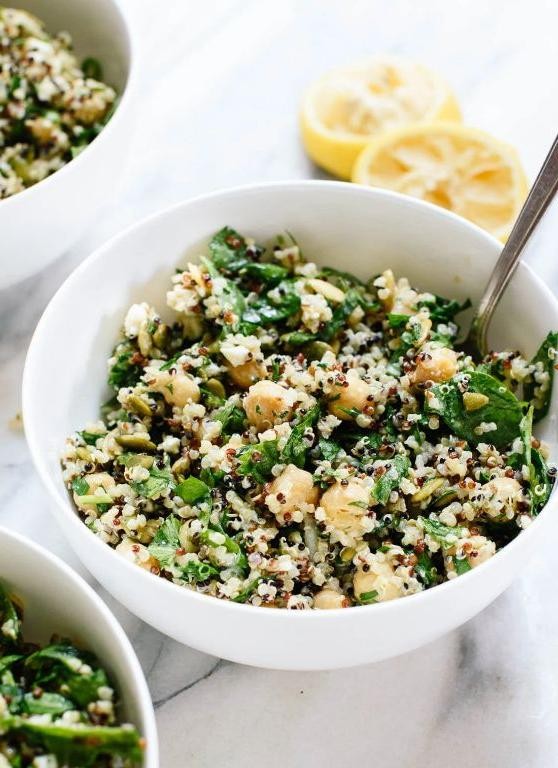 Pea and Quinoa Salad with Lemon Tahini Dressing