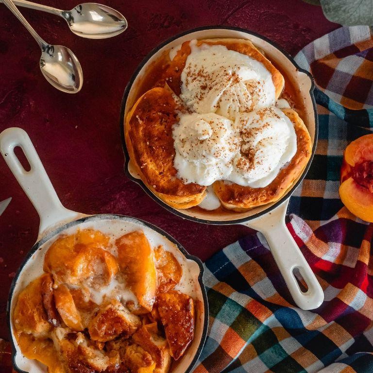 Peach Cobbler with Vanilla Ice Cream