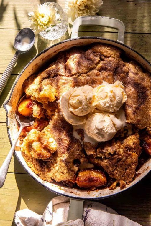 Peach Dump Cake with Brown Sugar Glaze