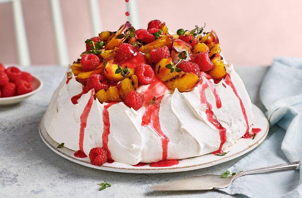 Peach Melba Pavlova