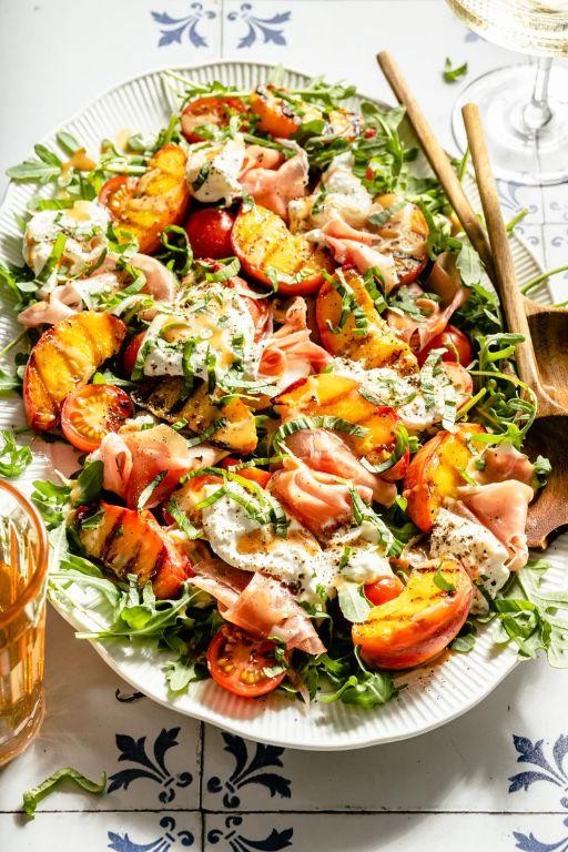 Peach Prosciutto Salad with Honey Mustard Dressing
