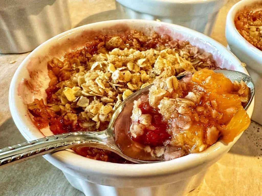 Peach and Raspberry Crumble