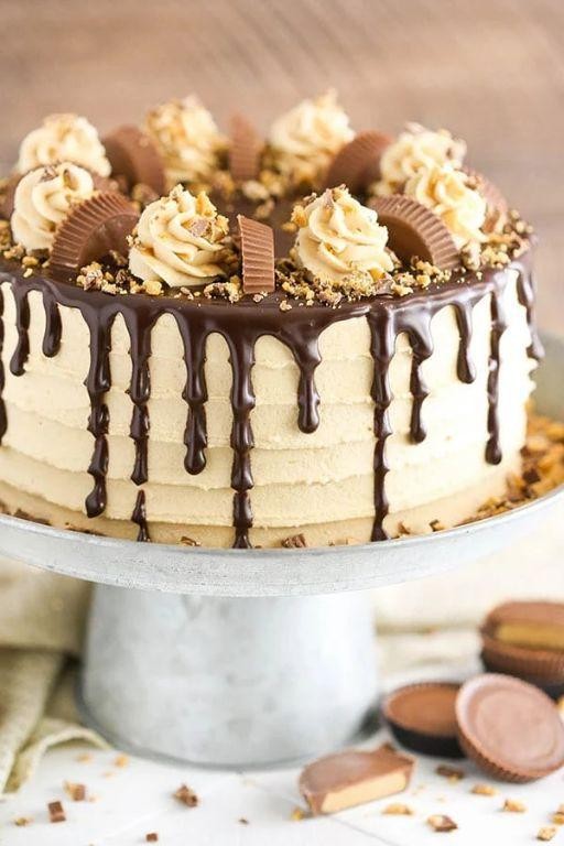 Peanut Butter Chocolate Layer Cake with Reese