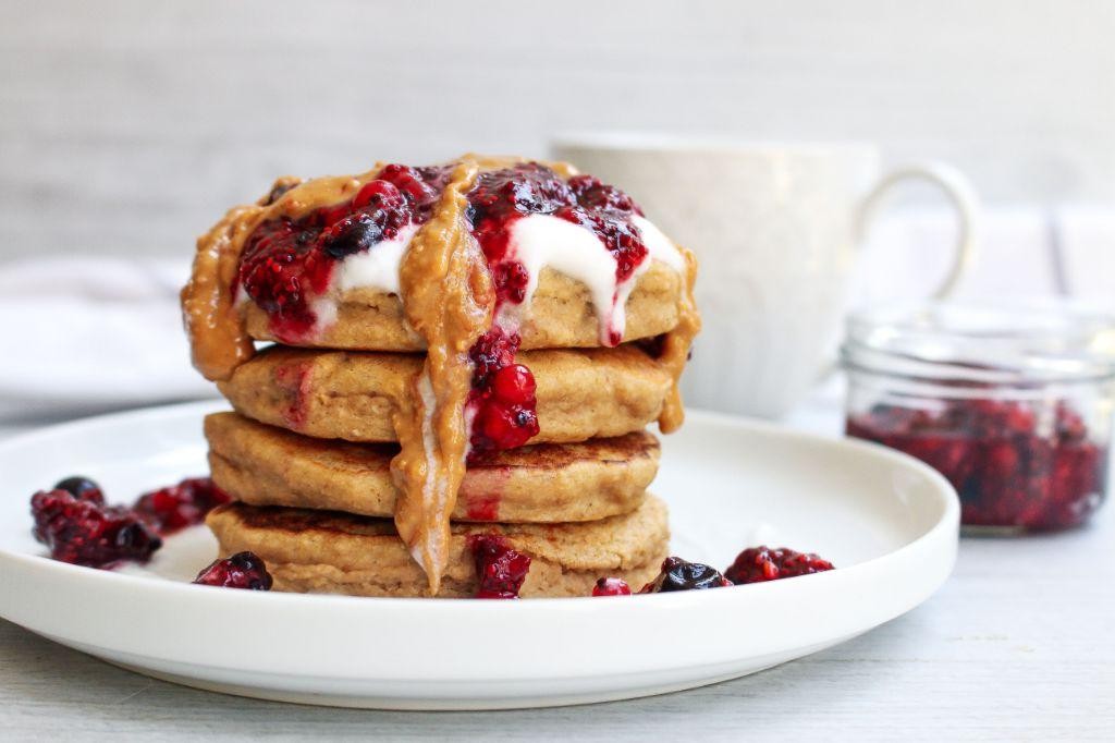 Peanut Butter Oat Flour Pancakes