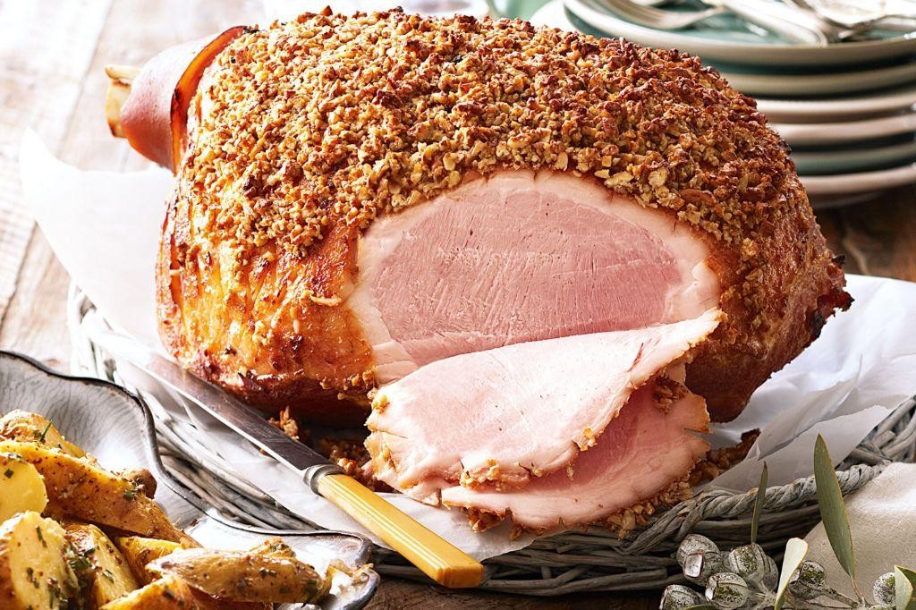 Pecan Crusted Ham with Honey Drizzle