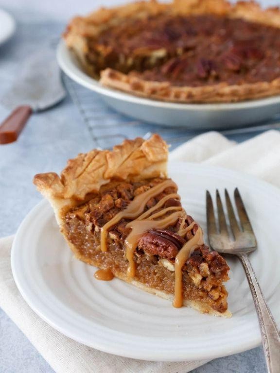 Pecan Pie with Caramel Drizzle