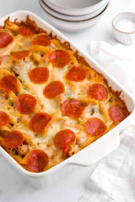 Pepperoni Pizza Casserole with Mozzarella