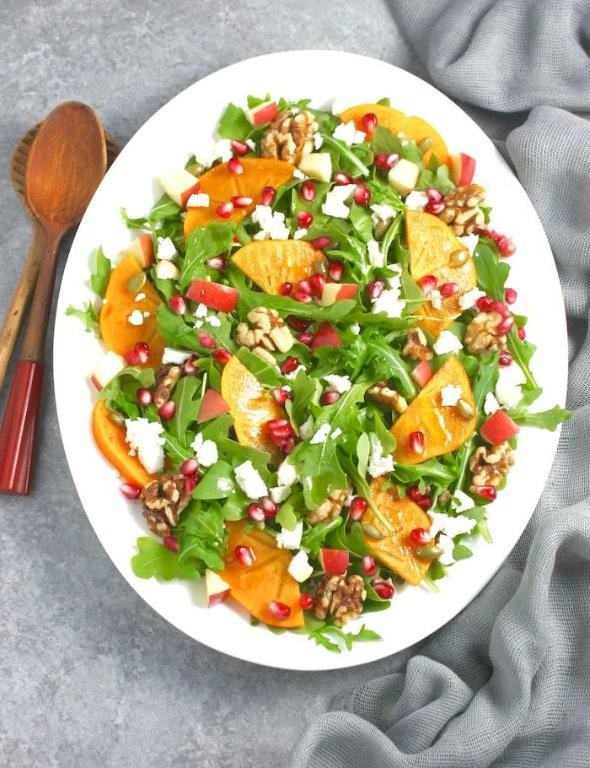 Persimmon and Pomegranate Salad with Feta