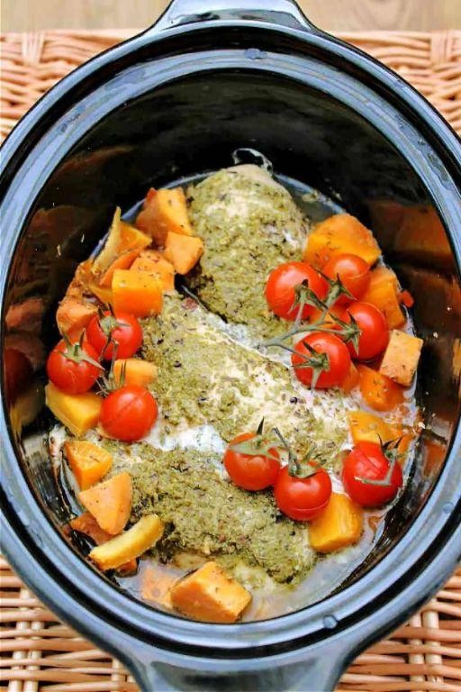 Pesto Chicken and Potato Crockpot Delicacy