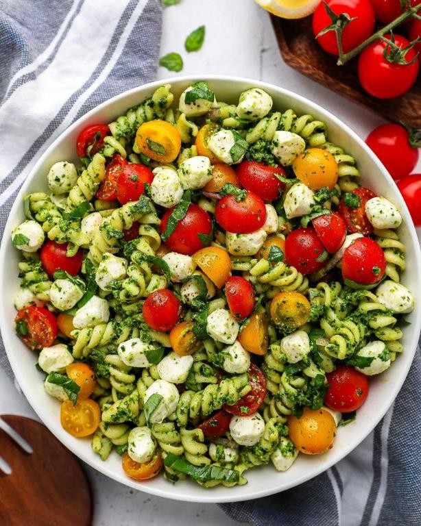 Pesto Italian Pasta Salad with Cherry Tomatoes