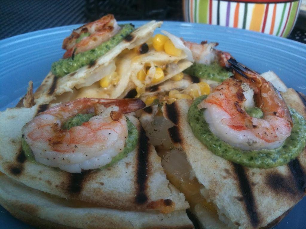 Pesto Shrimp Quesadilla