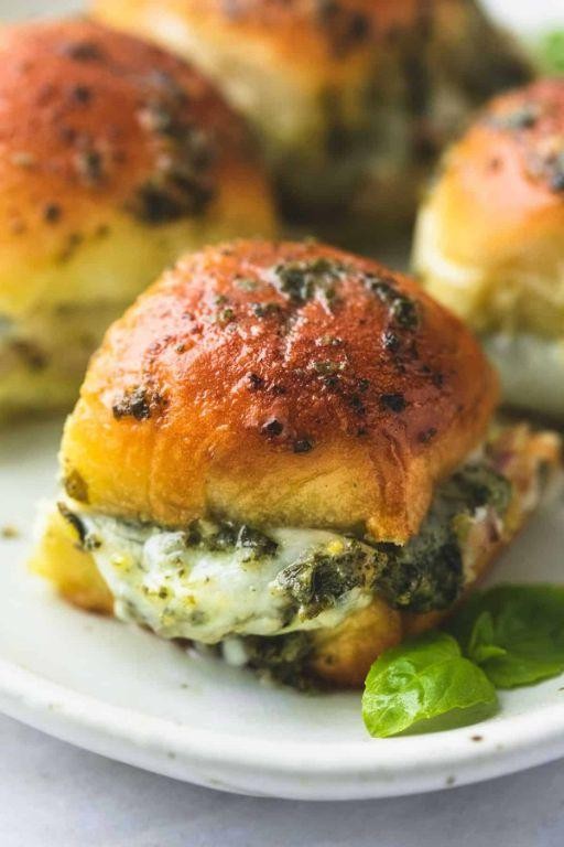 Pesto and Mozzarella Breakfast Sliders