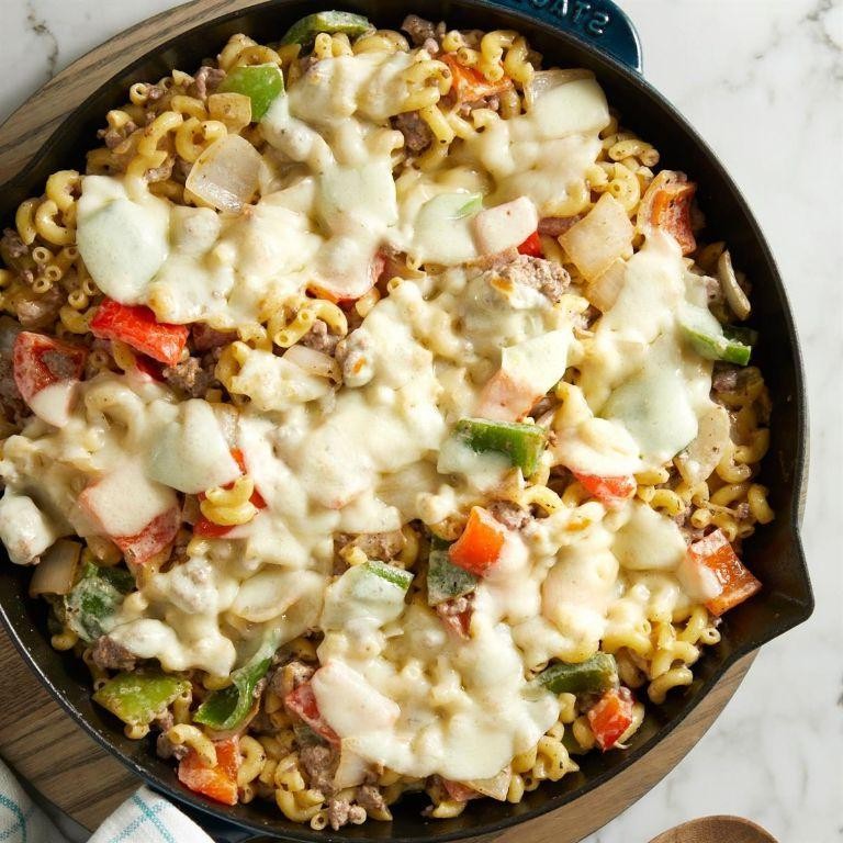 Philly Cheesesteak Pizza Casserole with Provolone