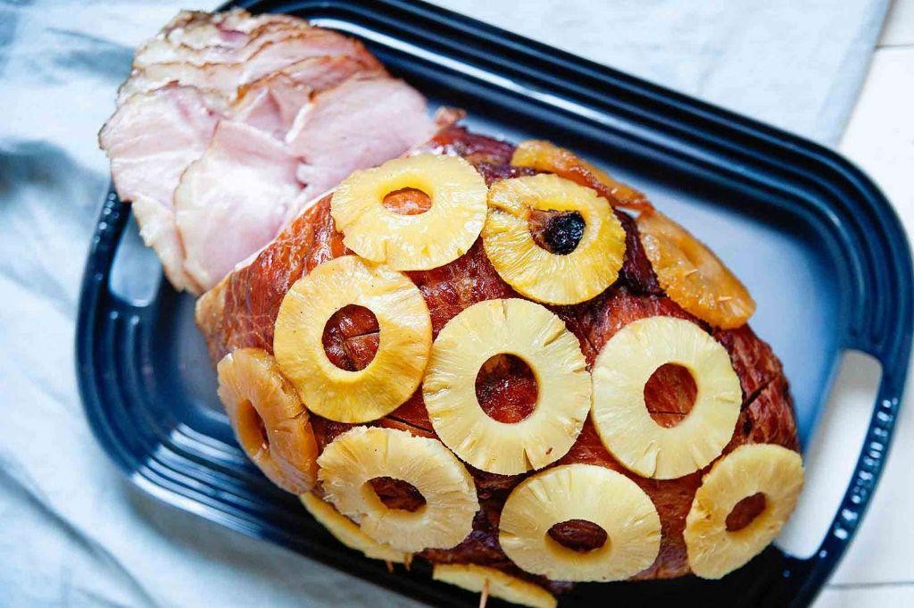 Pineapple Brown Sugar Ham in a Roaster