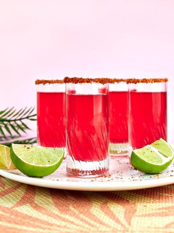 Pineapple Chili Candy Shot with Salt Rim