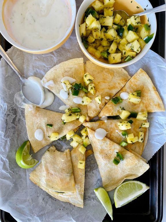 Pineapple Salsa Shrimp Quesadilla
