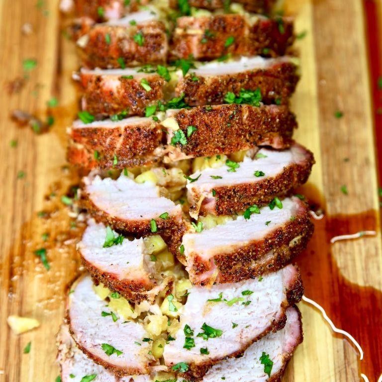 Pineapple Stuffed Pork Chop with Herbs