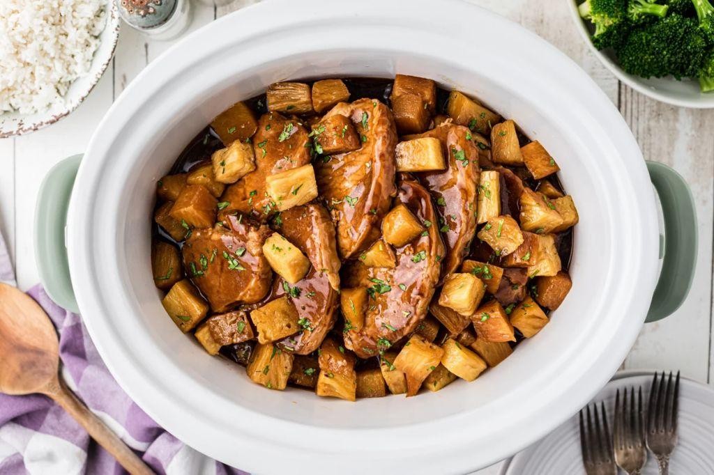Pineapple Teriyaki Crock Pot Pork Chops