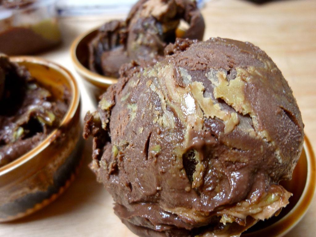 Pistachio Crusted Fried Ice Cream with Dark Chocolate