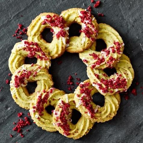 Pistachio Rose Wreath Cookies