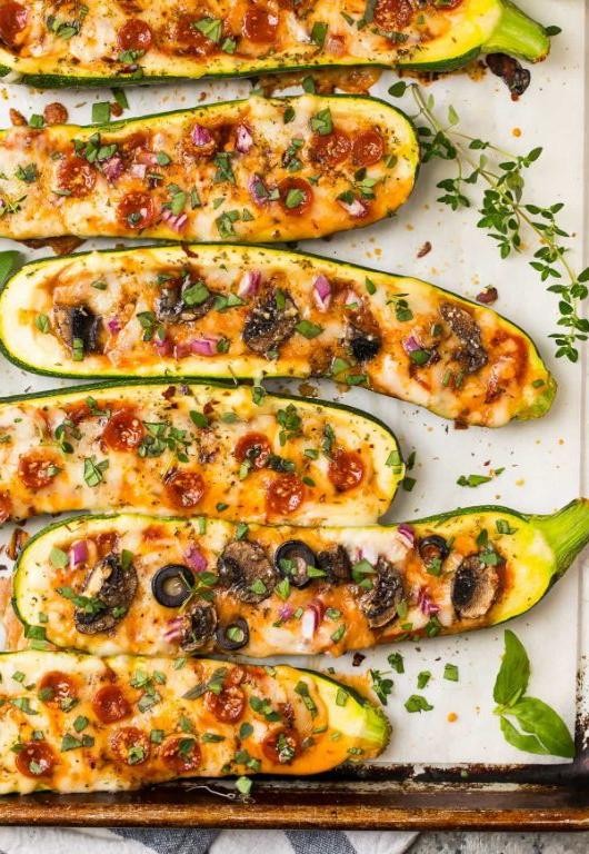 Pizza-Stuffed Zucchini Boats