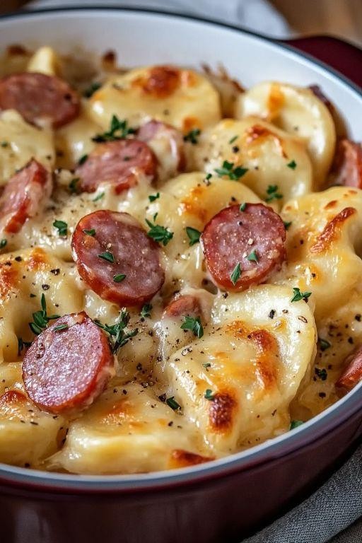 Polish Sausage Pierogi Casserole
