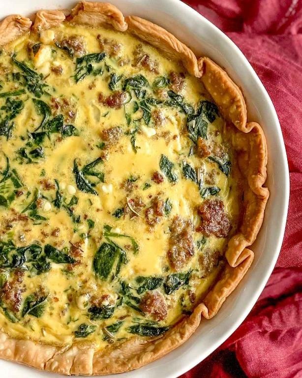 Polish Sausage and Spinach Quiche