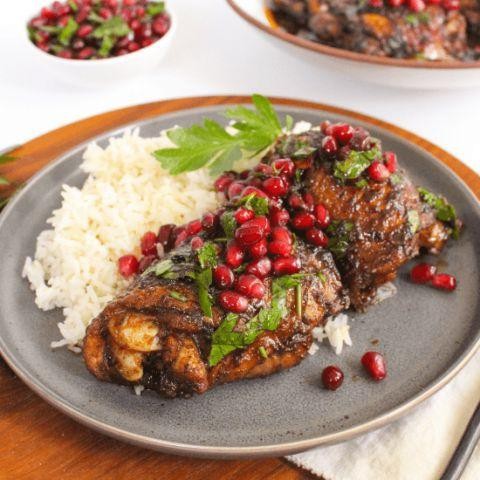 Pomegranate Glazed Chicken with Herbs