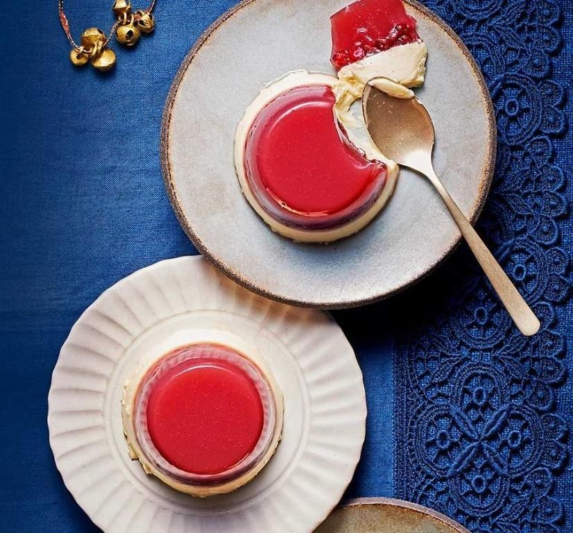 Pomegranate Panna Cotta with Rose Syrup