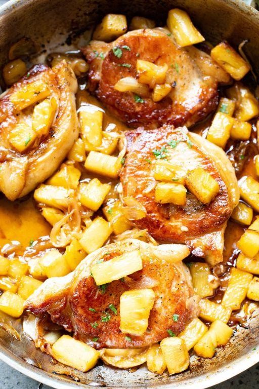 Pork Chop and Pineapple Casserole with Cheese