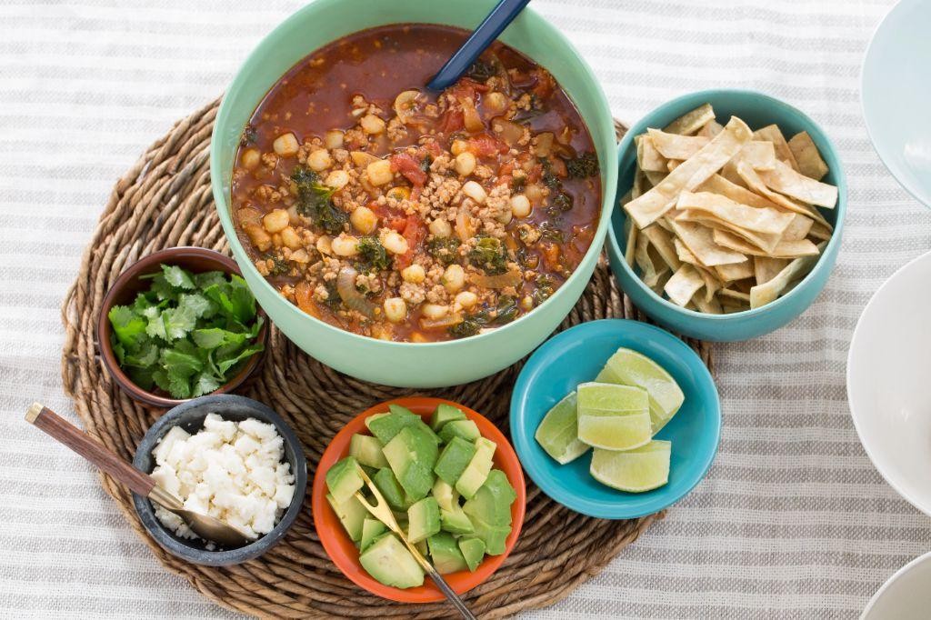 Pork Posole Soup with Crispy Tortilla Strips