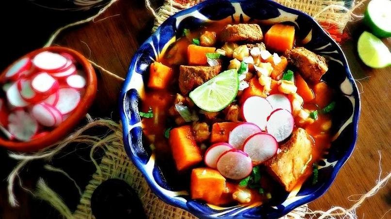 Pork Posole Stew with Sweet Potatoes