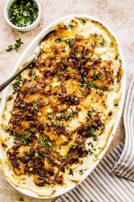 Potato Dauphinois with Caramelized Onions