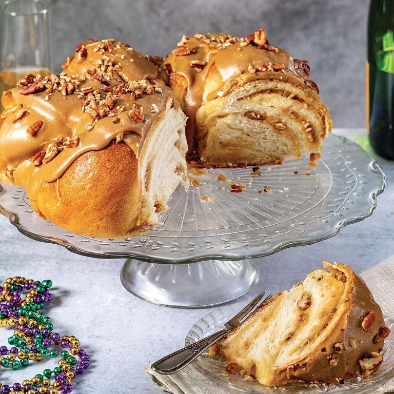 Praline Pecan King Cake with Brown Sugar Glaze