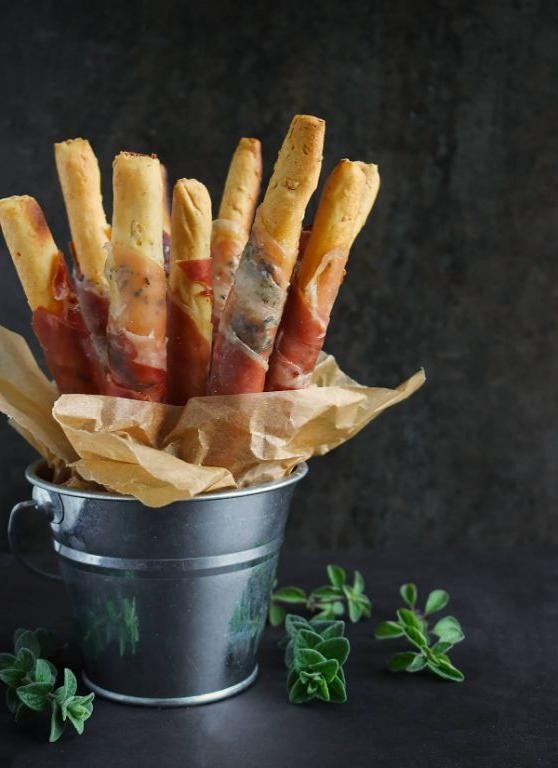 Prosciutto-Wrapped Breadsticks with Parmesan