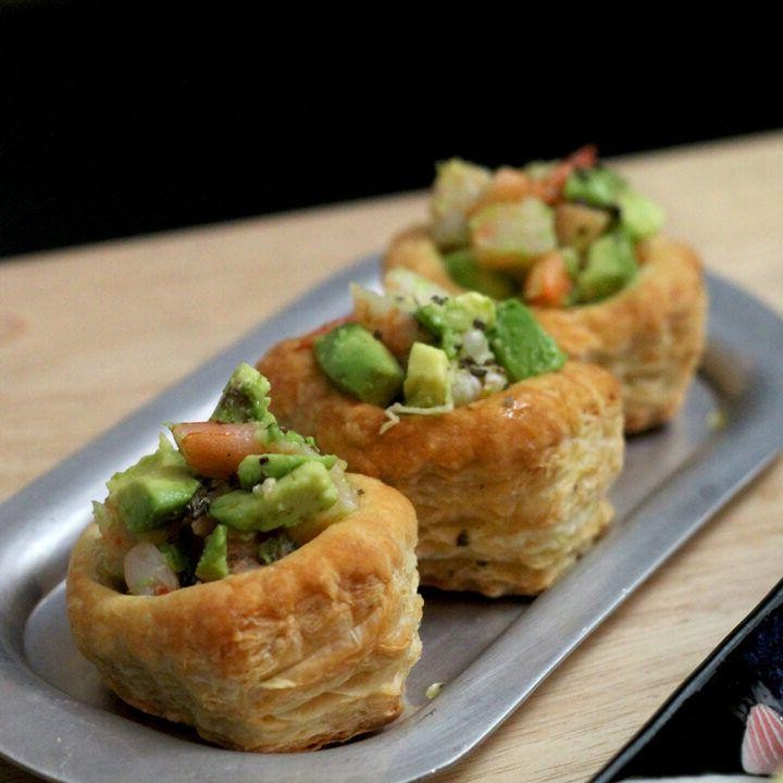Puff Pastry Shrimp and Avocado Cups