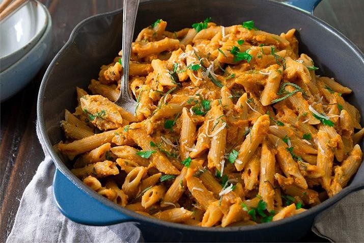 Pumpkin Sage Pasta with Whole Grain Penne