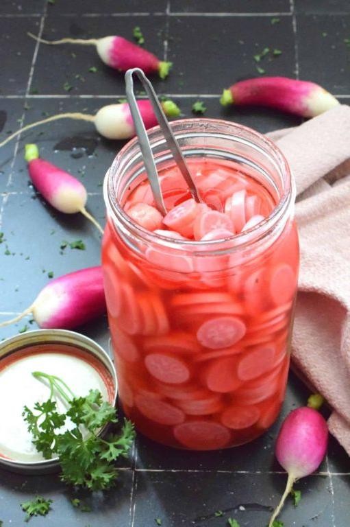 Quick Sorrel and Radish Pickles