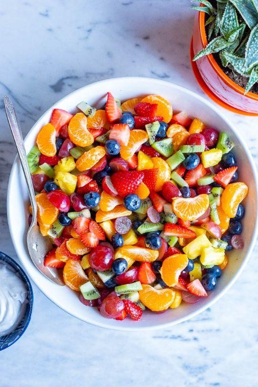 Rainbow Easter Fruit Salad with Mixed Seasonal Fruits