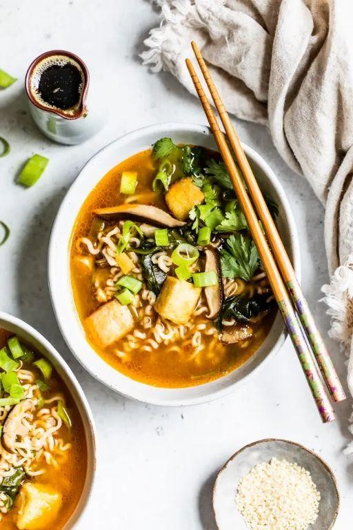 Ramen with Fried Tofu and Spinach