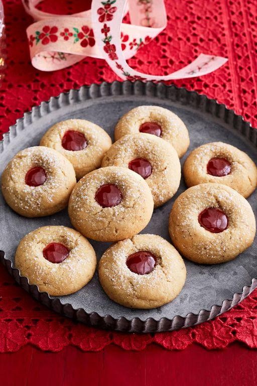 Raspberry Almond Easter Thumbprint Cookies