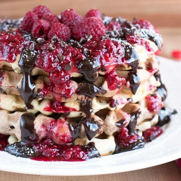 Raspberry Chocolate Chip Waffles