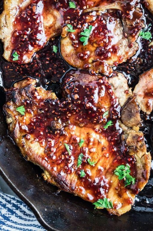 Raspberry Glazed Pork Chops