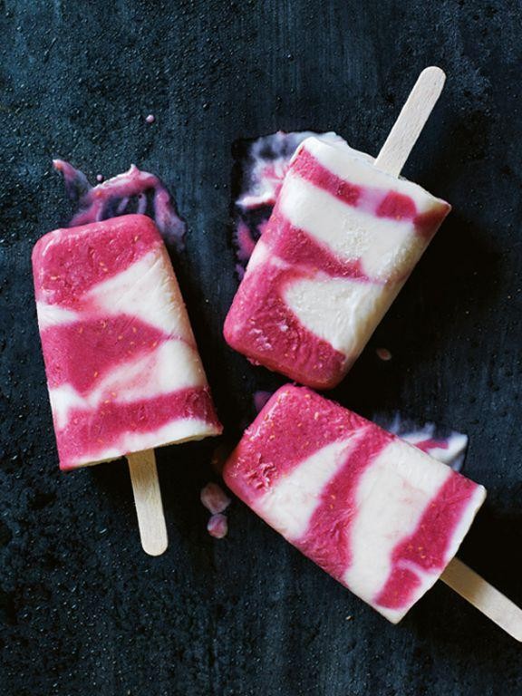 Raspberry Swirl Yogurt Popsicles