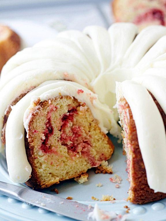 Raspberry White Chocolate Bundt Cake