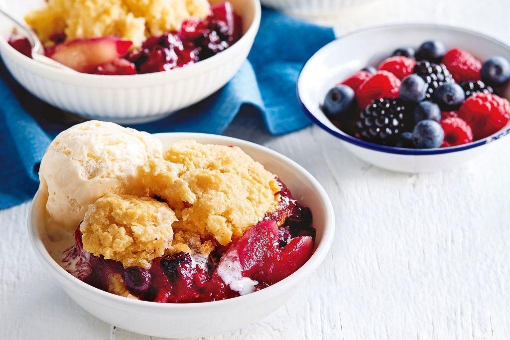Raspberry White Chocolate Cobbler