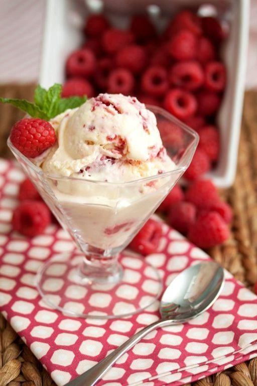 Raspberry White Chocolate Ice Cream