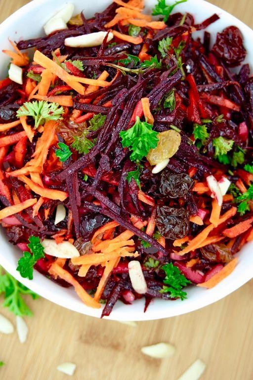 Raw Beet and Carrot Salad with Lemon Dressing