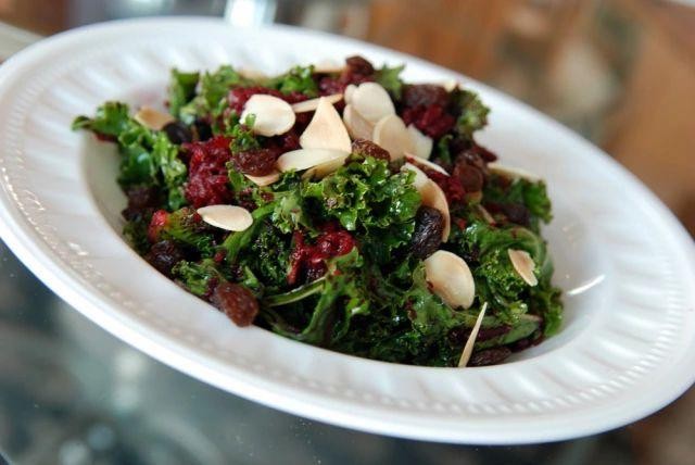 Raw Beet and Kale Salad with Cranberries